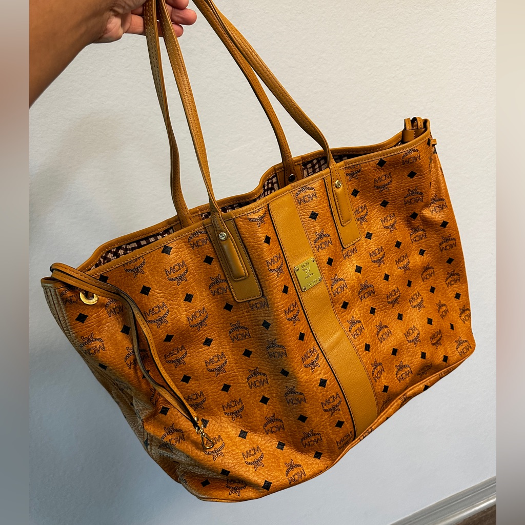 Mcm Cognac Visetos Monogram Tote